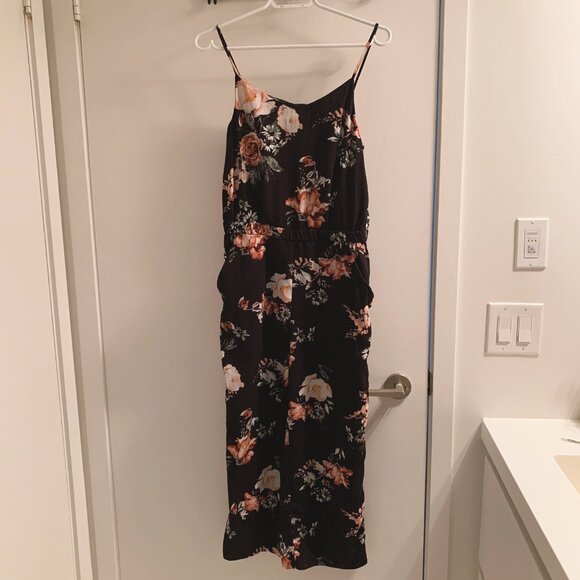 Dex - Floral Black sleeveless jumpsuit with spaghetti straps and pockets - XS - Picture 3 of 10